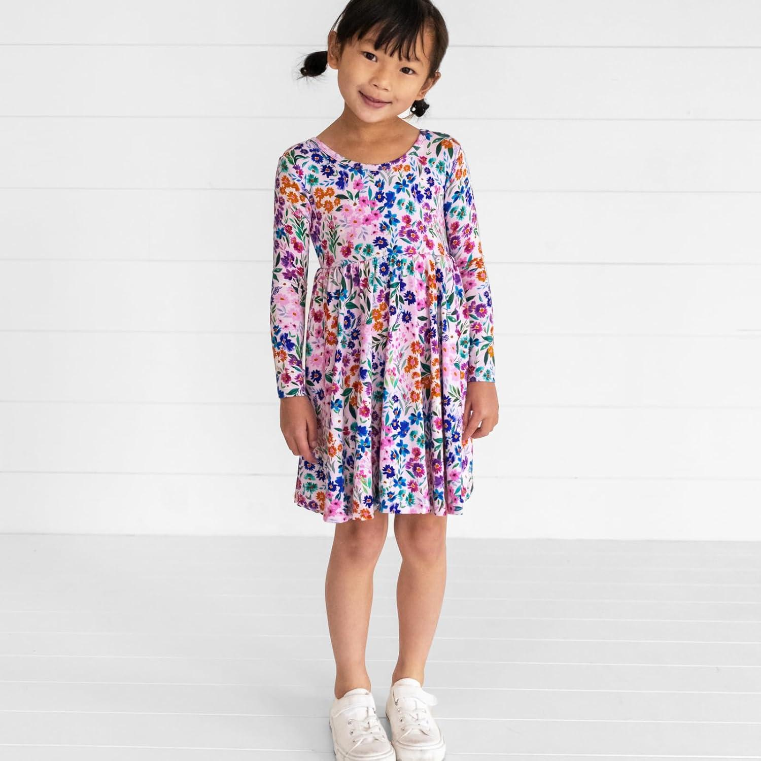 imageLittle Sleepies Long Sleeve Twirl Dress for Girls Viscose from Bamboo Toddler Dresses wPockets ampamp Tagless ComfortSweet Pea