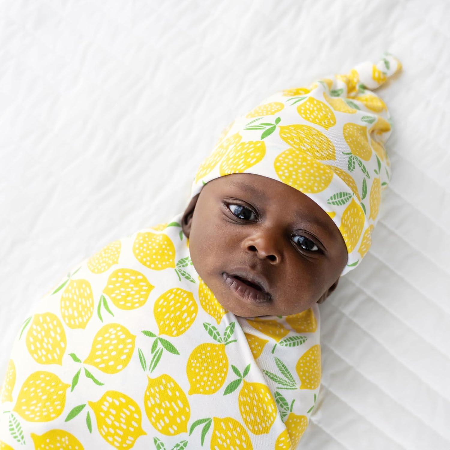 imageLittle Sleepies New Mothers Bundle Includes Womens Pajama Top and Bottoms Newborn Swaddle Hat Set Viscose Derived from Bamboo Lemons