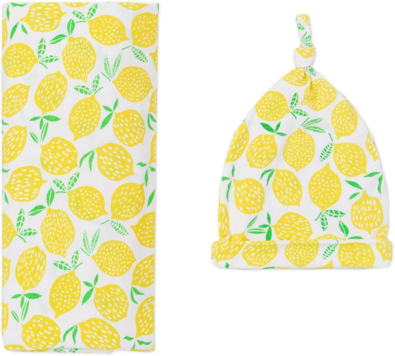 imageLittle Sleepies New Mothers Bundle Includes Womens Pajama Top and Bottoms Newborn Swaddle Hat Set Viscose Derived from Bamboo Lemons