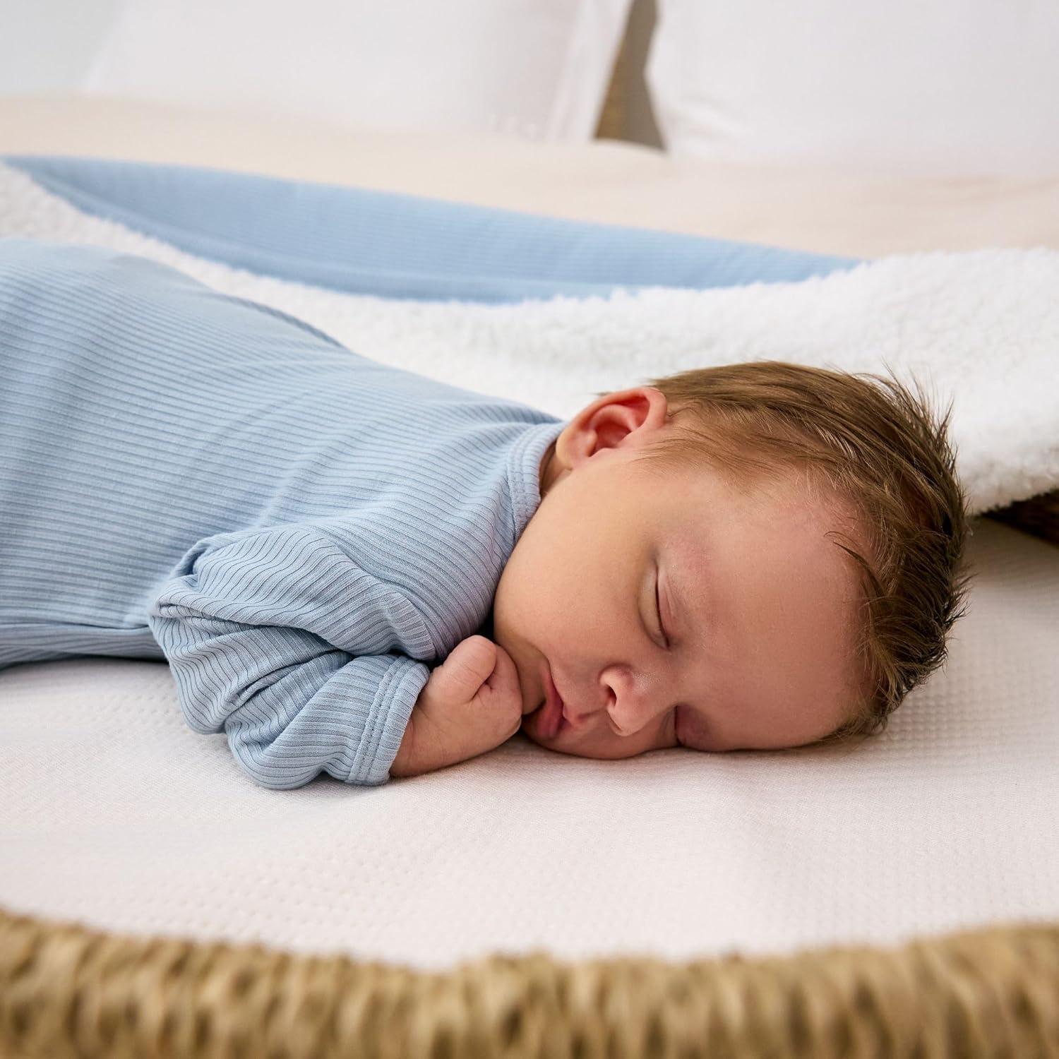 imageLittle Sleepies Newborn Infant Gown Soft Viscose from Bamboo Baby Gown for Newborn Girls ampamp Boys Baby Clothes Infant SleeperLight Fog Ribbed