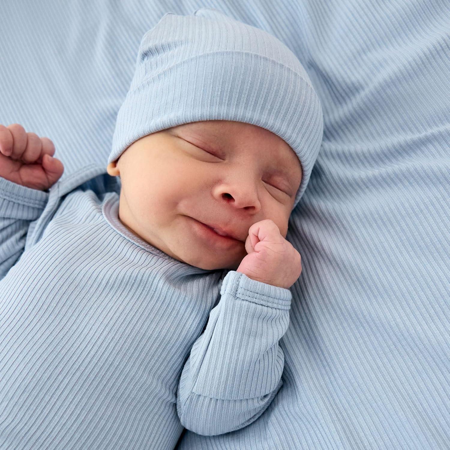 imageLittle Sleepies Newborn Infant Gown Soft Viscose from Bamboo Baby Gown for Newborn Girls ampamp Boys Baby Clothes Infant SleeperLight Fog Ribbed