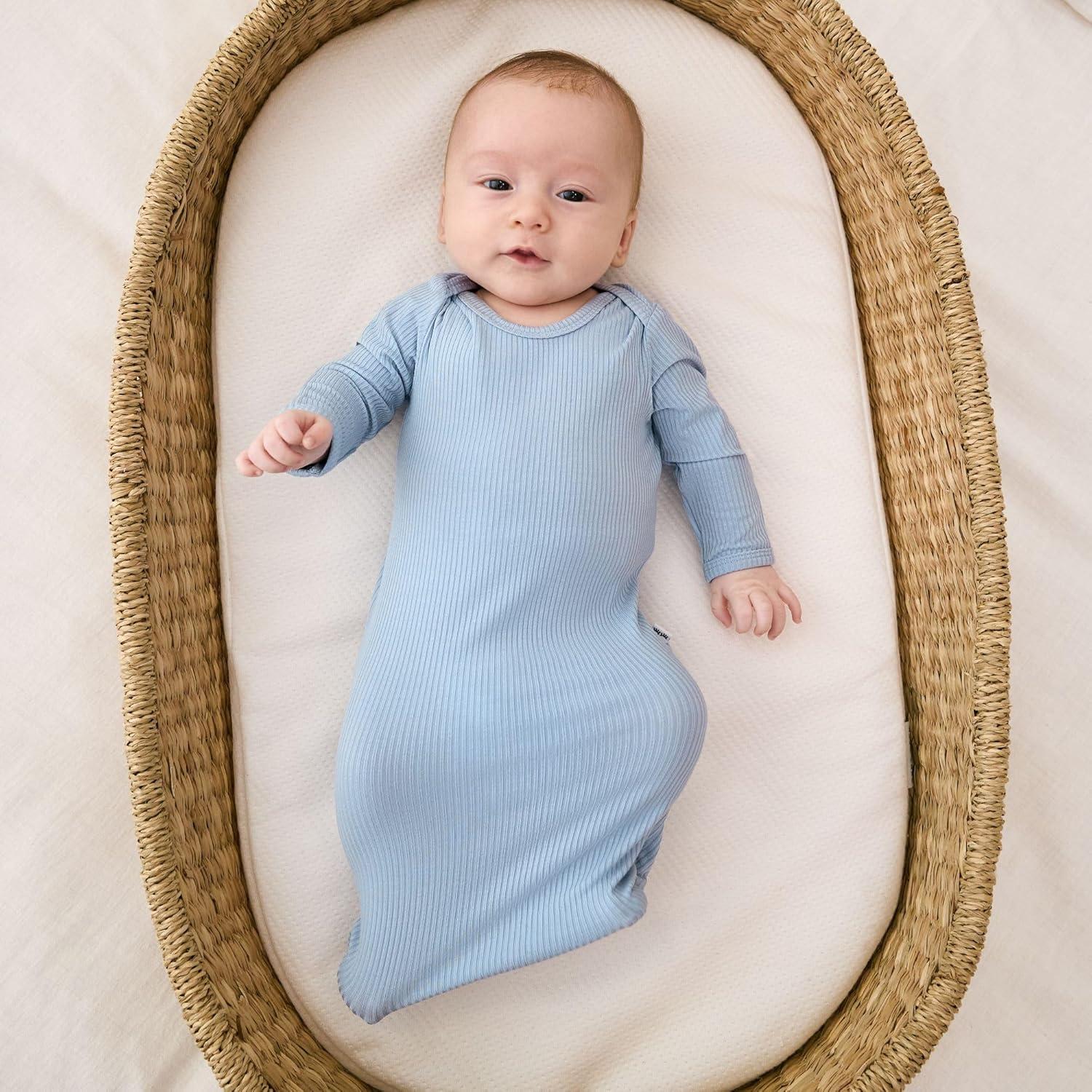 imageLittle Sleepies Newborn Infant Gown Soft Viscose from Bamboo Baby Gown for Newborn Girls ampamp Boys Baby Clothes Infant SleeperLight Fog Ribbed