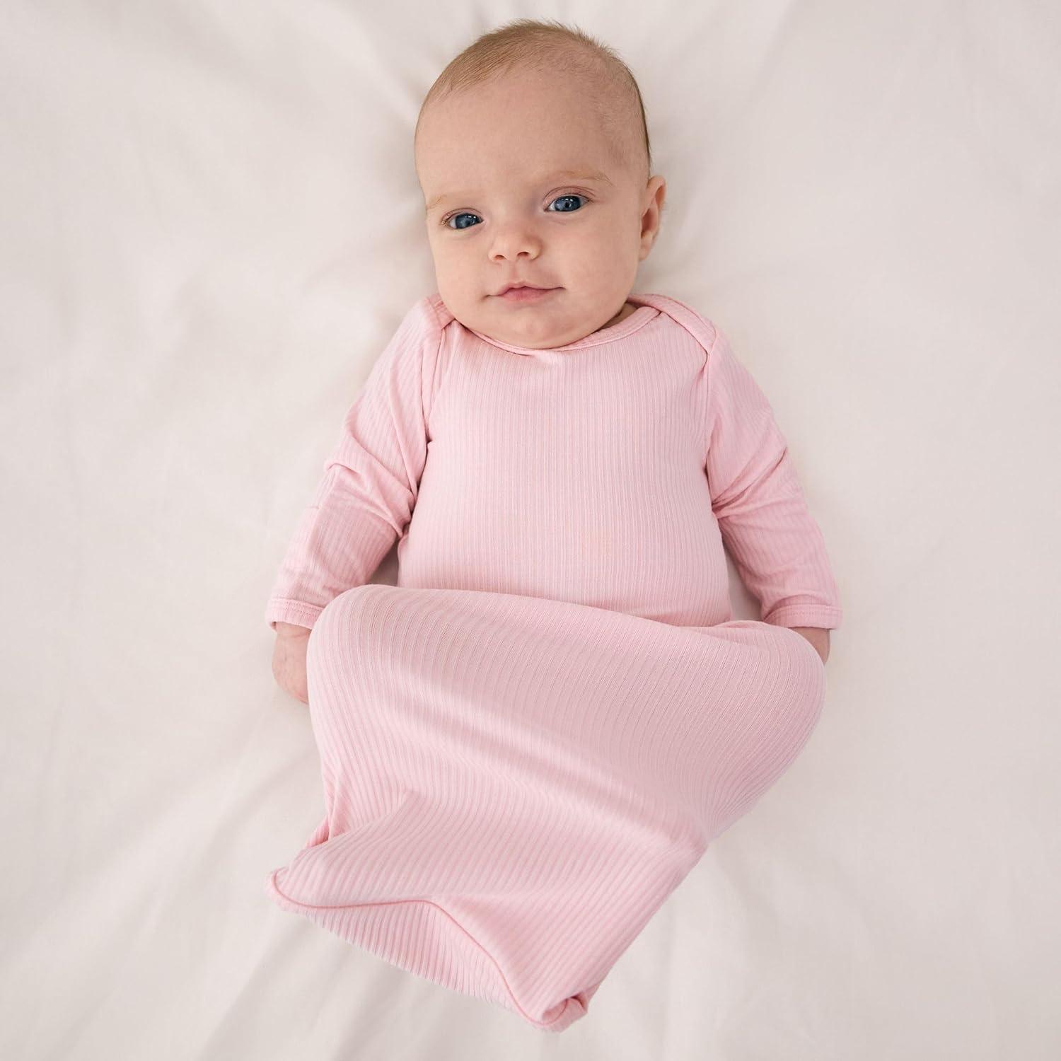 imageLittle Sleepies Newborn Infant Gown Soft Viscose from Bamboo Baby Gown for Newborn Girls ampamp Boys Baby Clothes Infant SleeperPrima Pink Ribbed