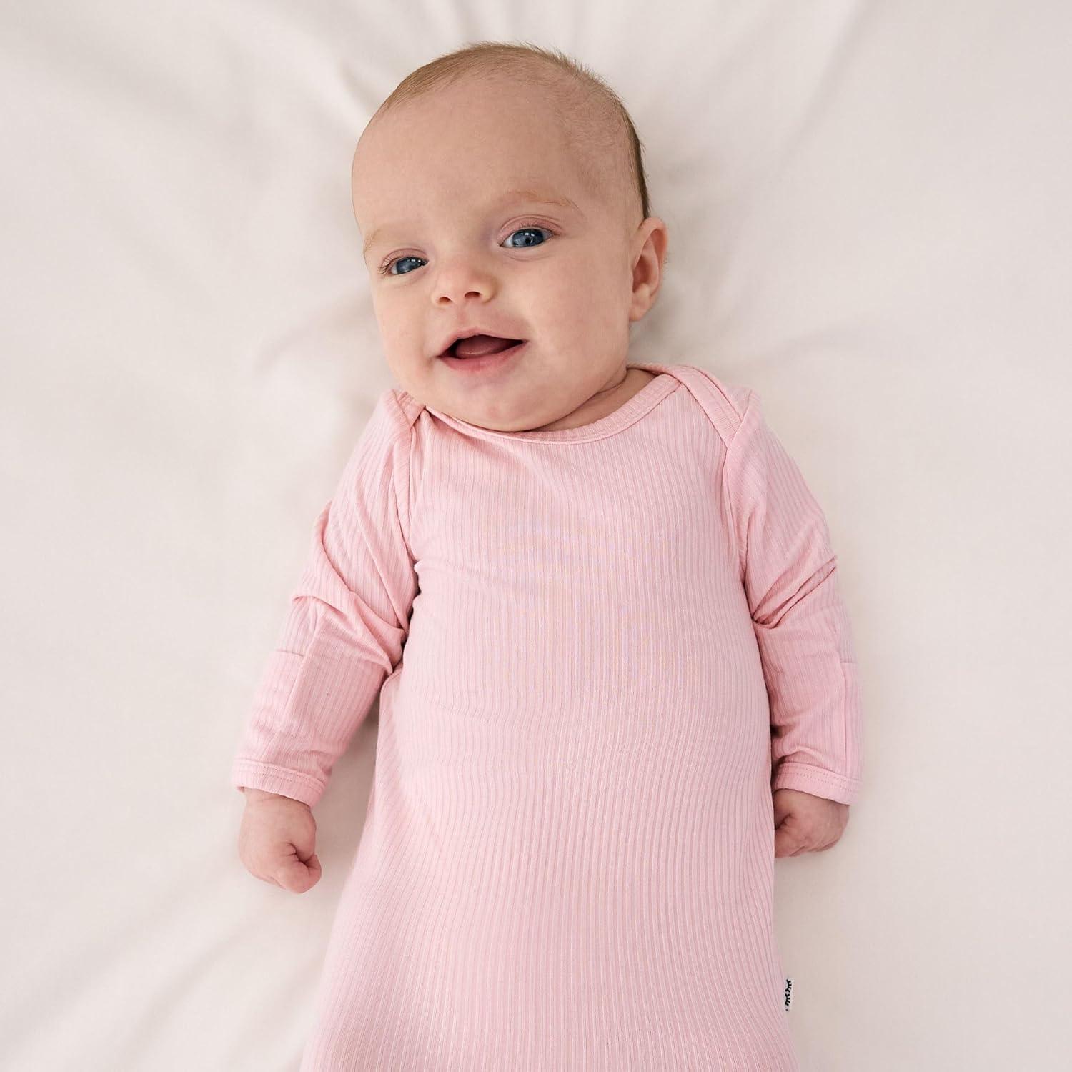 imageLittle Sleepies Newborn Infant Gown Soft Viscose from Bamboo Baby Gown for Newborn Girls ampamp Boys Baby Clothes Infant SleeperPrima Pink Ribbed