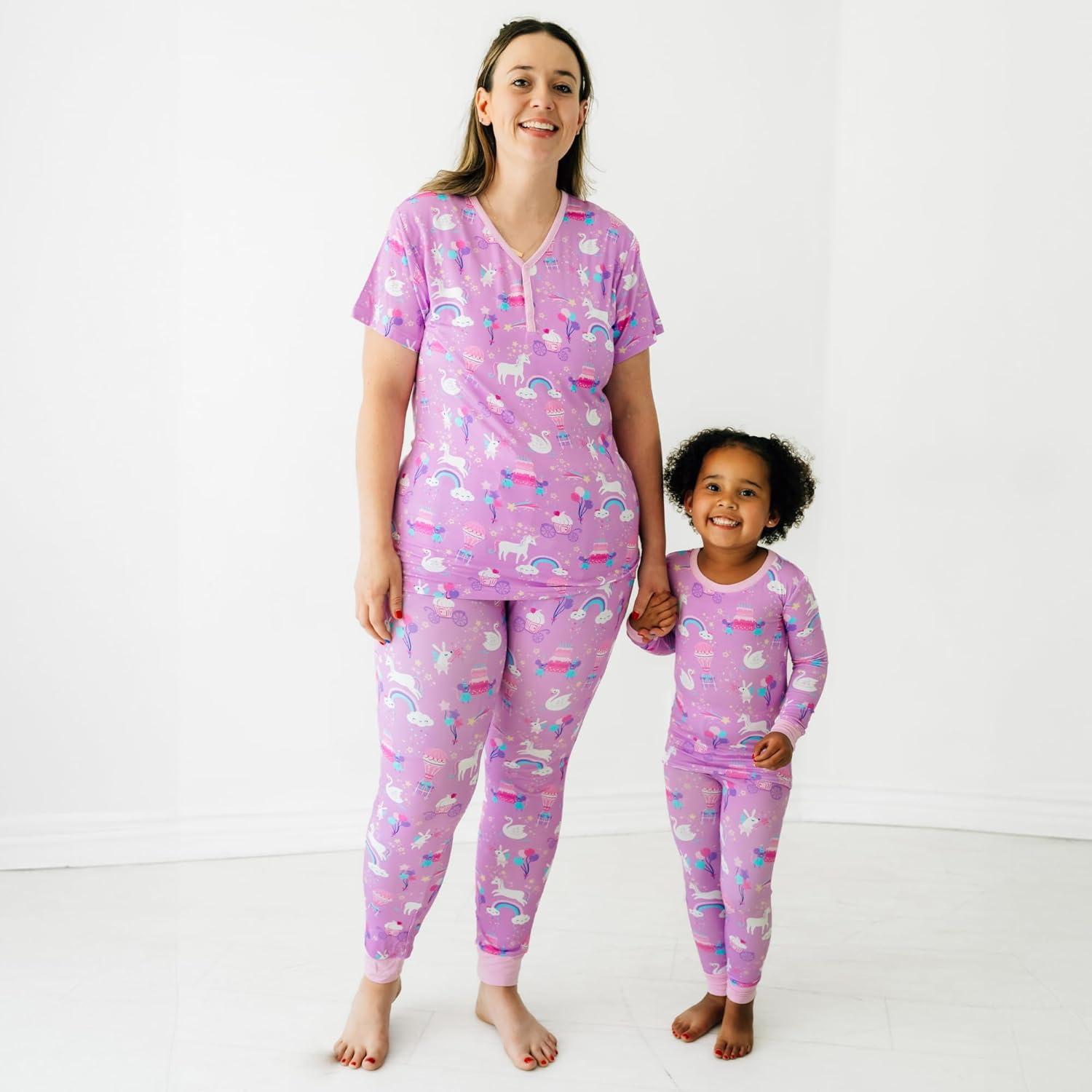 imageLittle Sleepies Womens Pajama Top Viscose Derived from Bamboo Soft Button Up Pajama Top Nursing Friendly Short SleeveMagical Birthday