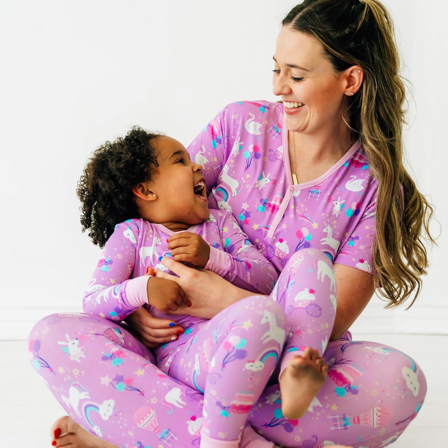 imageLittle Sleepies Womens Pajama Top Viscose Derived from Bamboo Soft Button Up Pajama Top Nursing Friendly Short SleeveMagical Birthday