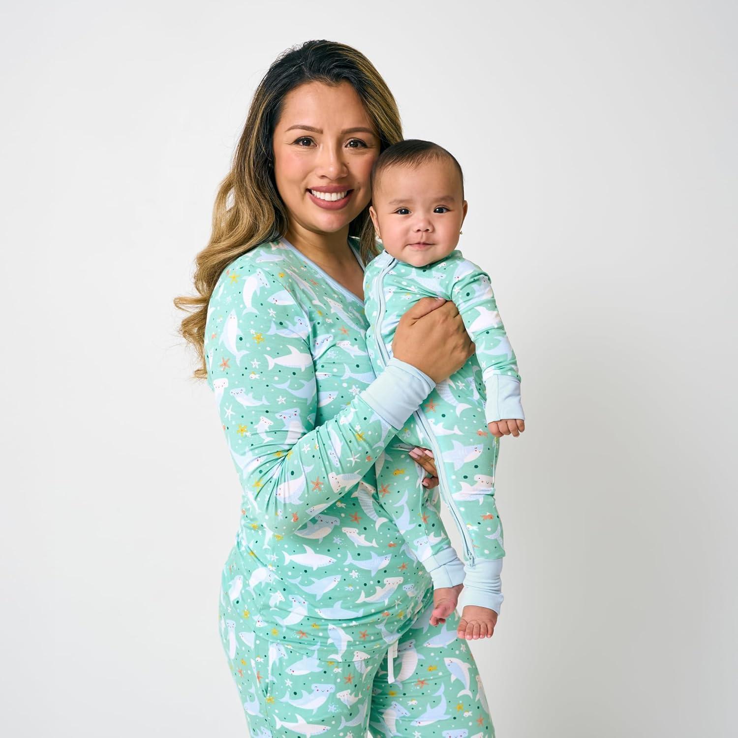 imageLittle Sleepies Womens Pajama Top Viscose from Bamboo Henley Button Up Nursing PJs Family Matching Pajamas for Women SetShark Soiree