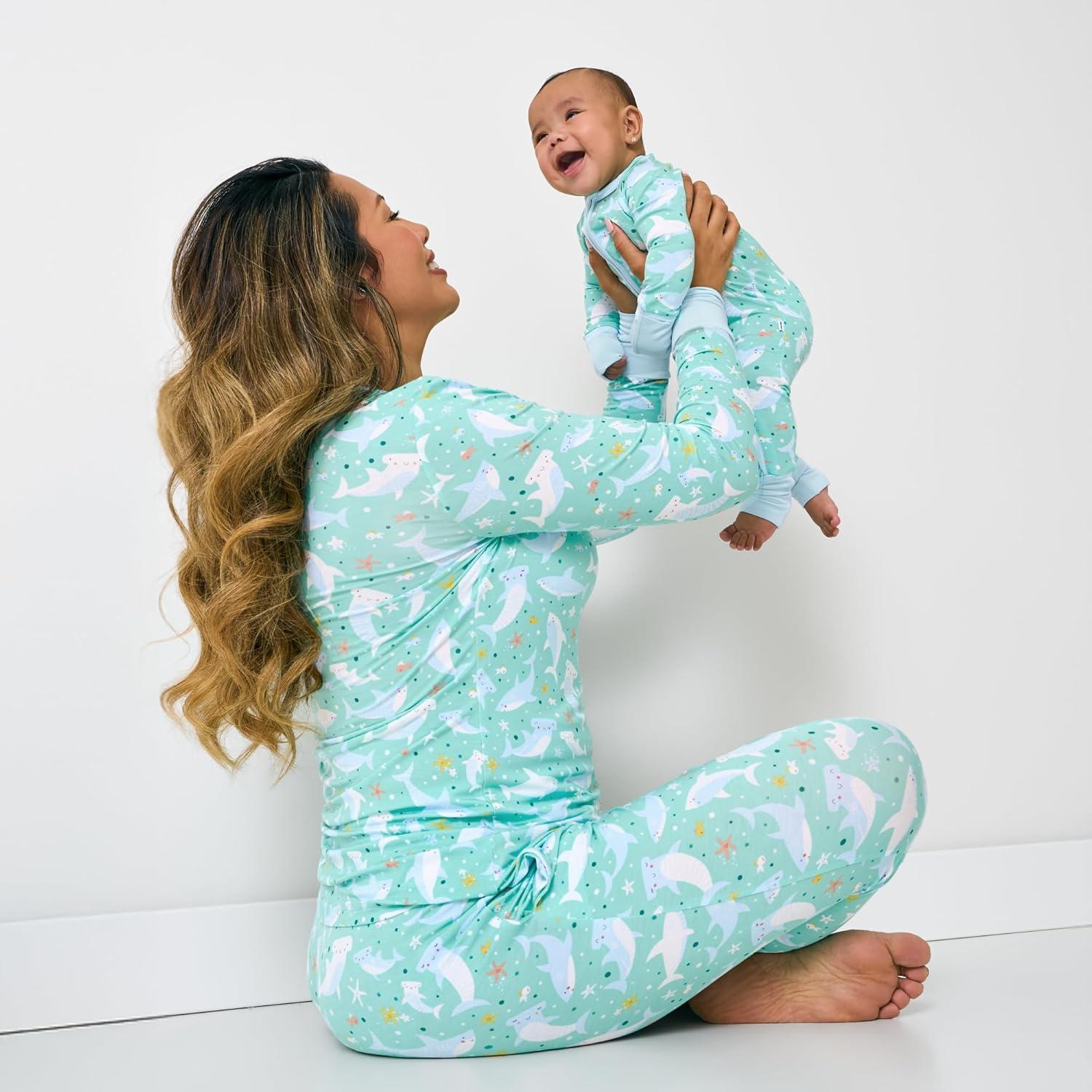 imageLittle Sleepies Womens Pajama Top Viscose from Bamboo Henley Button Up Nursing PJs Family Matching Pajamas for Women SetShark Soiree