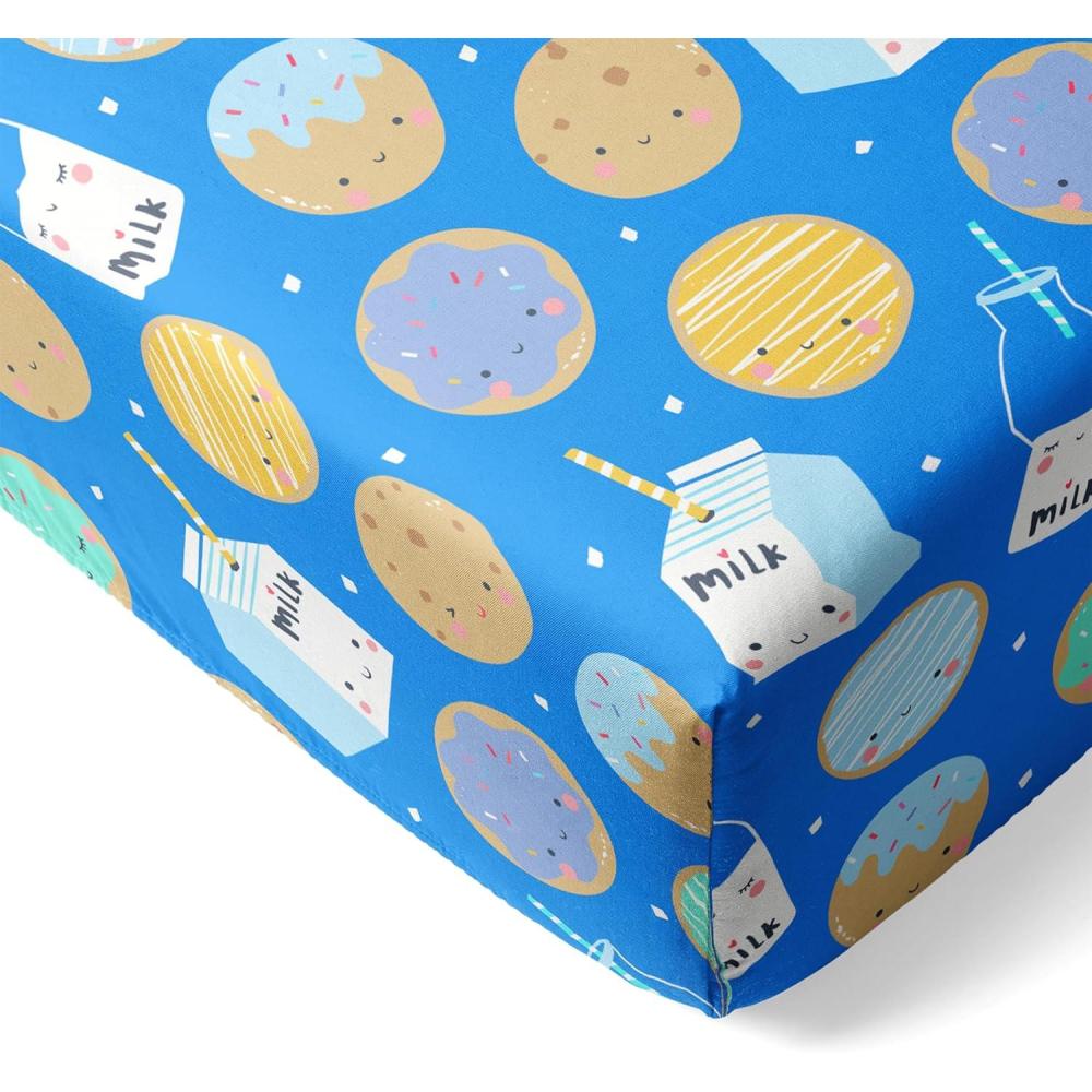 imageLittle Sleepies Baby Crib Sheets Buttery Soft Viscose from Bamboo Crib Sheets for Boys ampamp Girls Toddler Bed Sheet Standard Crib Mattress Sheet Super Stretchy ampamp Elasticized Santas SleighBlue Cookies  Milk