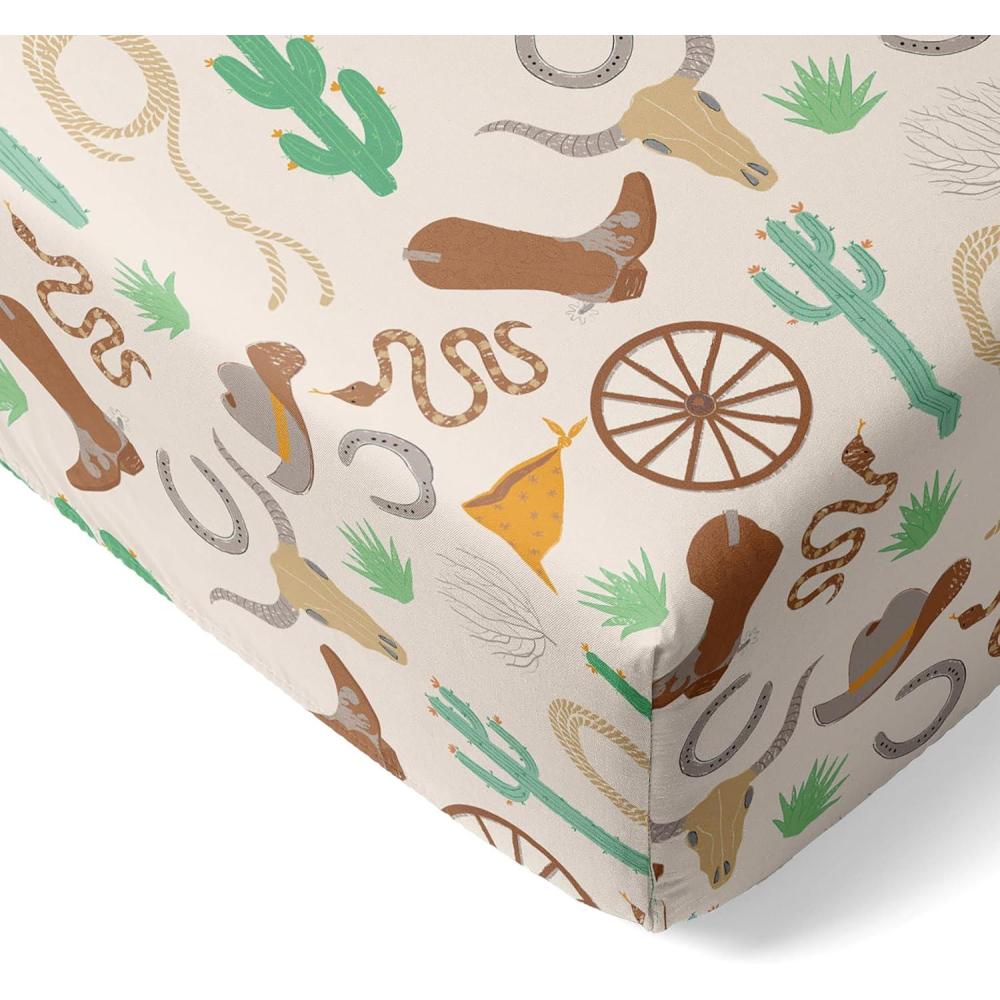 imageLittle Sleepies Baby Crib Sheets Buttery Soft Viscose from Bamboo Crib Sheets for Boys ampamp Girls Toddler Bed Sheet Standard Crib Mattress Sheet Super Stretchy ampamp Elasticized Santas SleighCaramel Ready to Rodeo