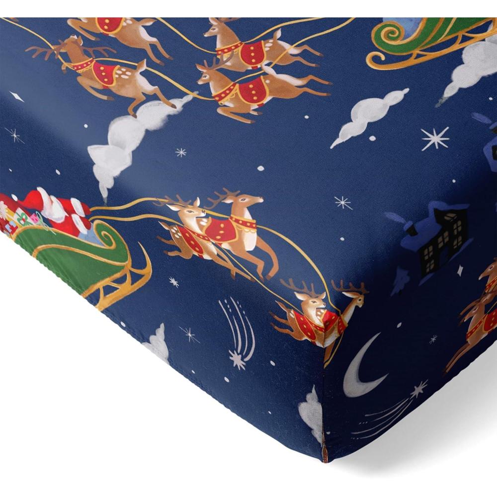 imageLittle Sleepies Baby Crib Sheets Buttery Soft Viscose from Bamboo Crib Sheets for Boys ampamp Girls Toddler Bed Sheet Standard Crib Mattress Sheet Super Stretchy ampamp Elasticized Santas SleighSantas Sleigh