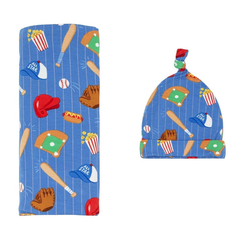 imageLittle Sleepies Holiday Swaddle ampamp Hat Set Baby Swaddles Newborns Soft Viscose from Bamboo Swaddle Blanket Wrap Modern ampamp MerryBlue All Stars
