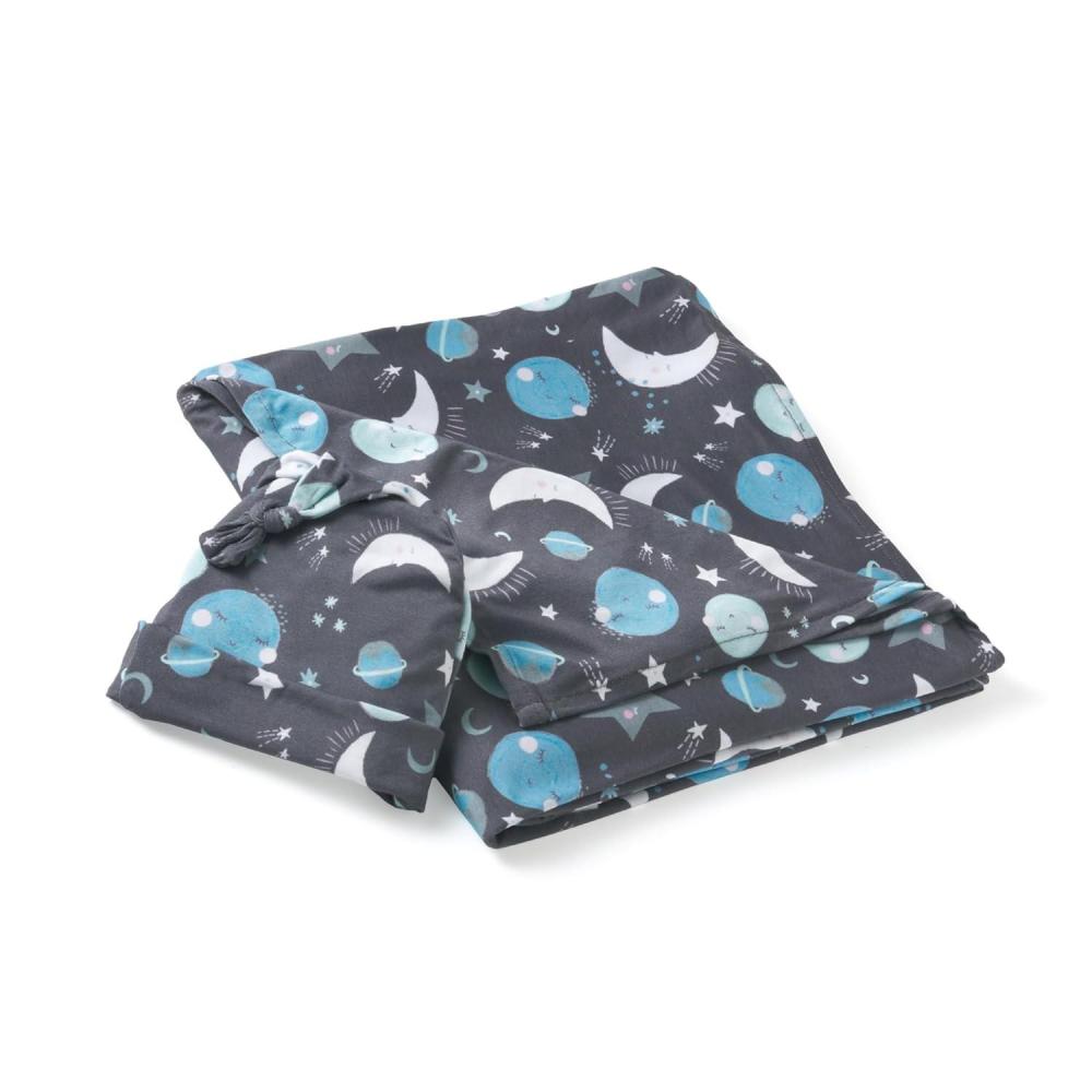 imageLittle Sleepies Holiday Swaddle ampamp Hat Set Baby Swaddles Newborns Soft Viscose from Bamboo Swaddle Blanket Wrap Modern ampamp MerryBlue to the Moon  Back