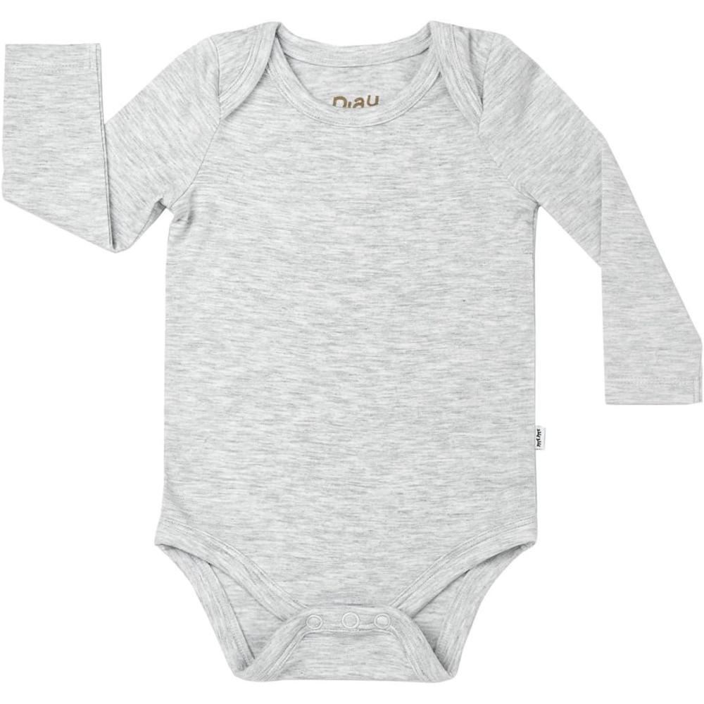 imageLittle Sleepies Long Sleeve Bodysuit for Baby Girls ampamp Boys Soft Viscose from Bamboo One Piece Tagless Baby Clothes wSnapsLight Heather Gray