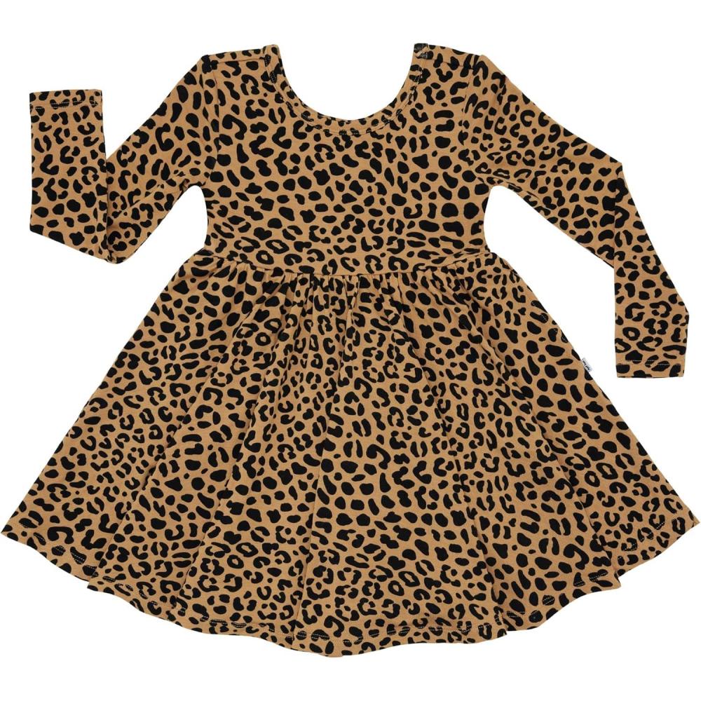 imageLittle Sleepies Long Sleeve Twirl Dress for Girls  Viscose from Bamboo Toddler Dresses wPockets ampamp Tagless ComfortClassic Leopard