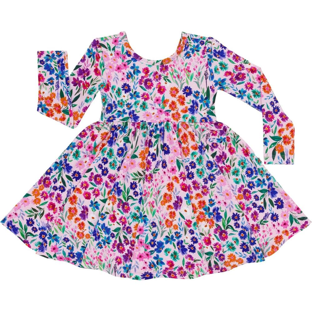 imageLittle Sleepies Long Sleeve Twirl Dress for Girls  Viscose from Bamboo Toddler Dresses wPockets ampamp Tagless ComfortSweet Pea