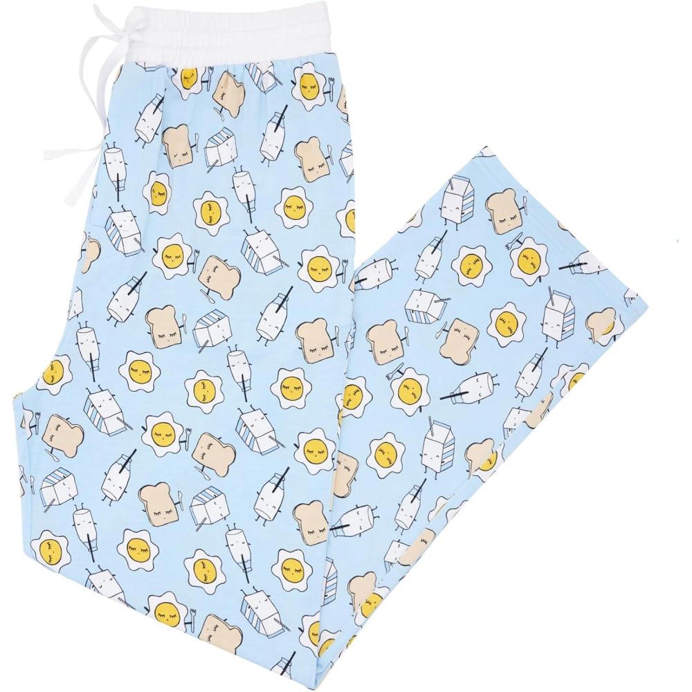 imageLittle Sleepies Mens Pajama Pants Soft Viscose from Bamboo PJ Bottoms for Family Matching Set Mens Sleepwear PJs wPocketsBlue Breakfast Buddies