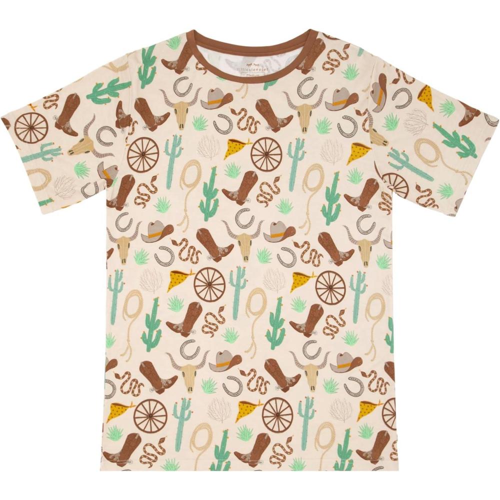 imageLittle Sleepies Mens Pajama Shirt Viscose Derived from Bamboo Mens Sleepwear Soft Pajama Top Short Sleeve Lounge TShirtCaramel  Ready to Rodeo