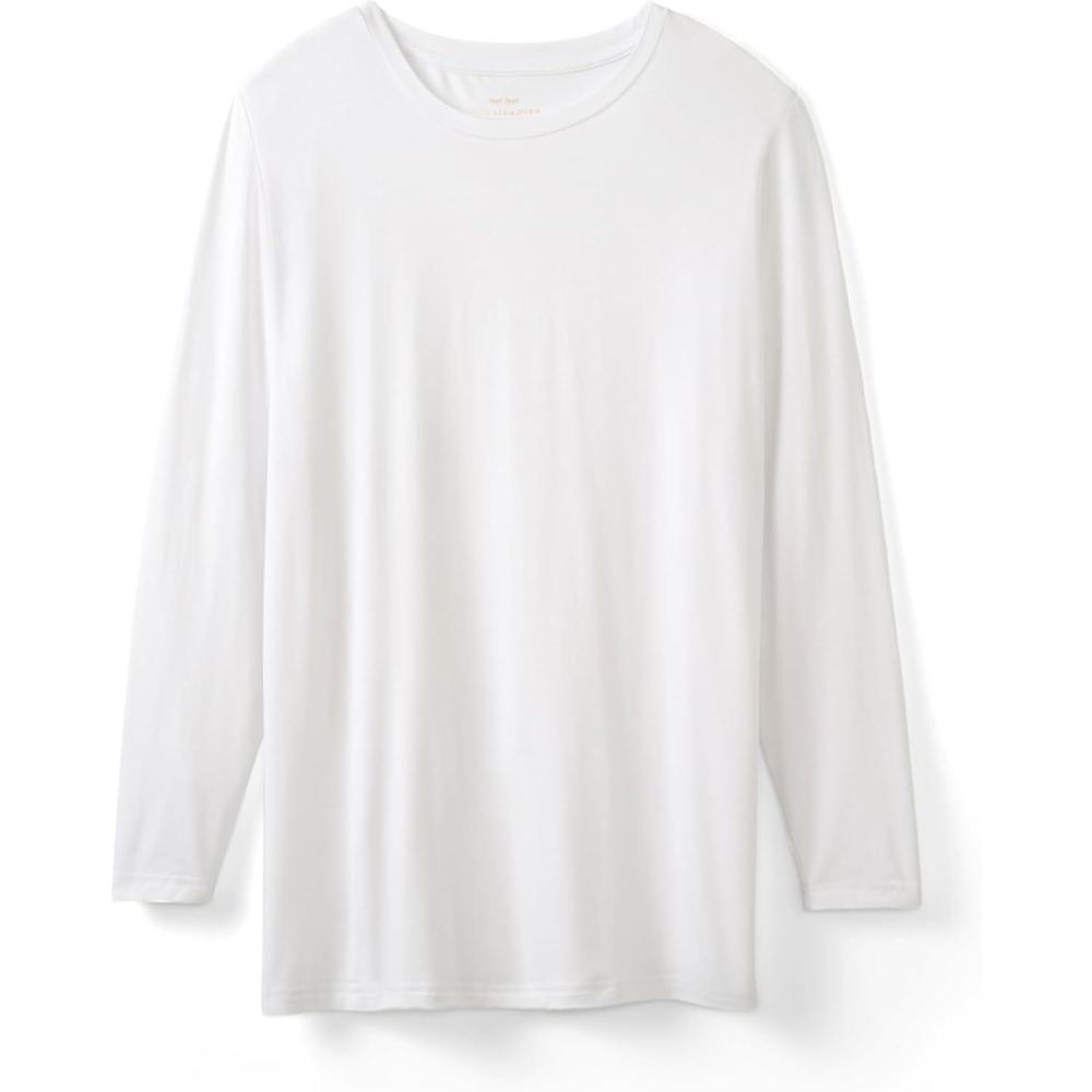 imageLittle Sleepies Mens Pajama TShirt Soft Viscose from Bamboo PJ Top for Family Matching Mens Pajamas Set Long Sleeve TopBright White