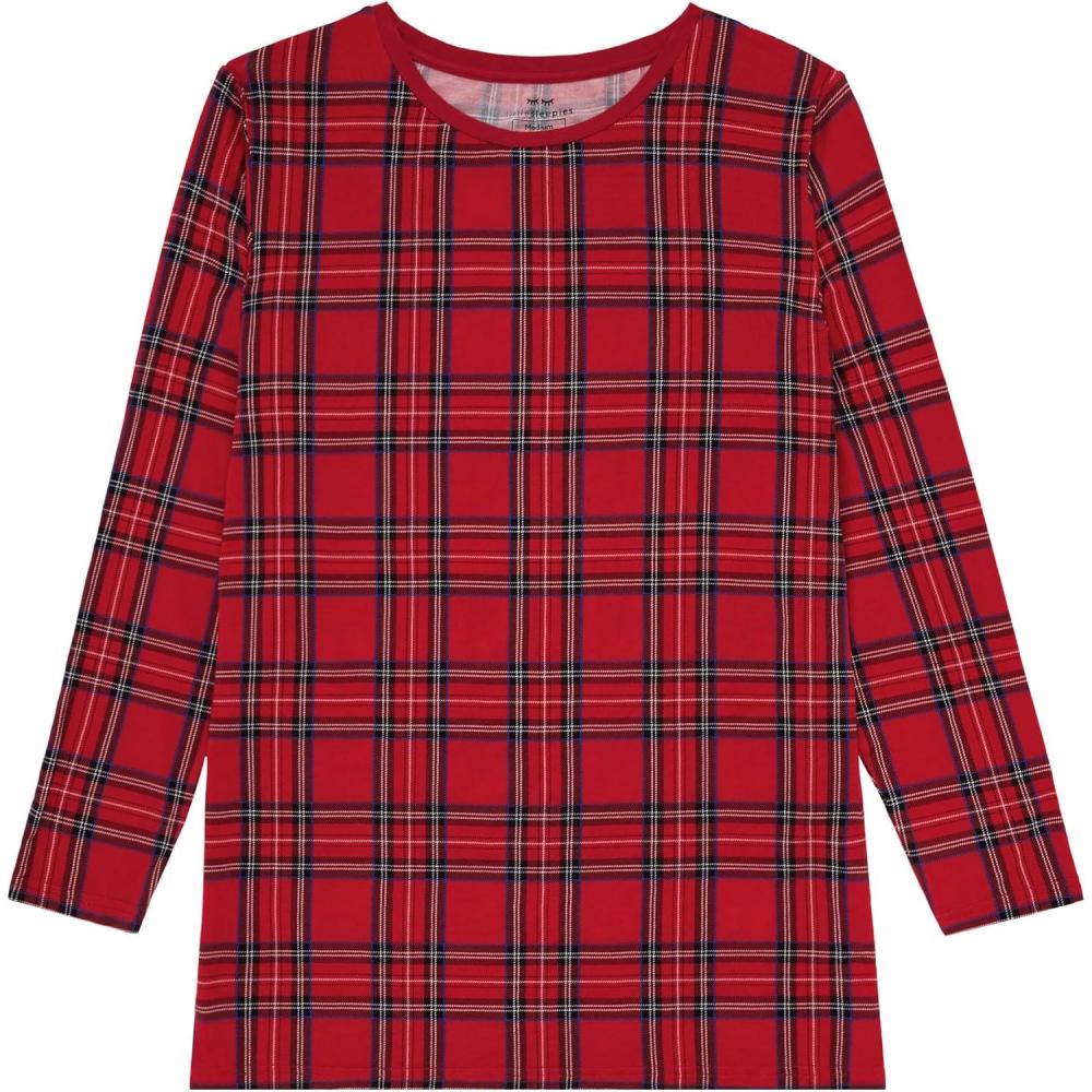 imageLittle Sleepies Mens Pajama TShirt Soft Viscose from Bamboo PJ Top for Family Matching Mens Pajamas Set Long Sleeve TopHoliday Plaid