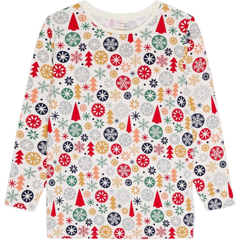 imageLittle Sleepies Mens Pajama TShirt Soft Viscose from Bamboo PJ Top for Family Matching Mens Pajamas Set Long Sleeve TopModern  Merry