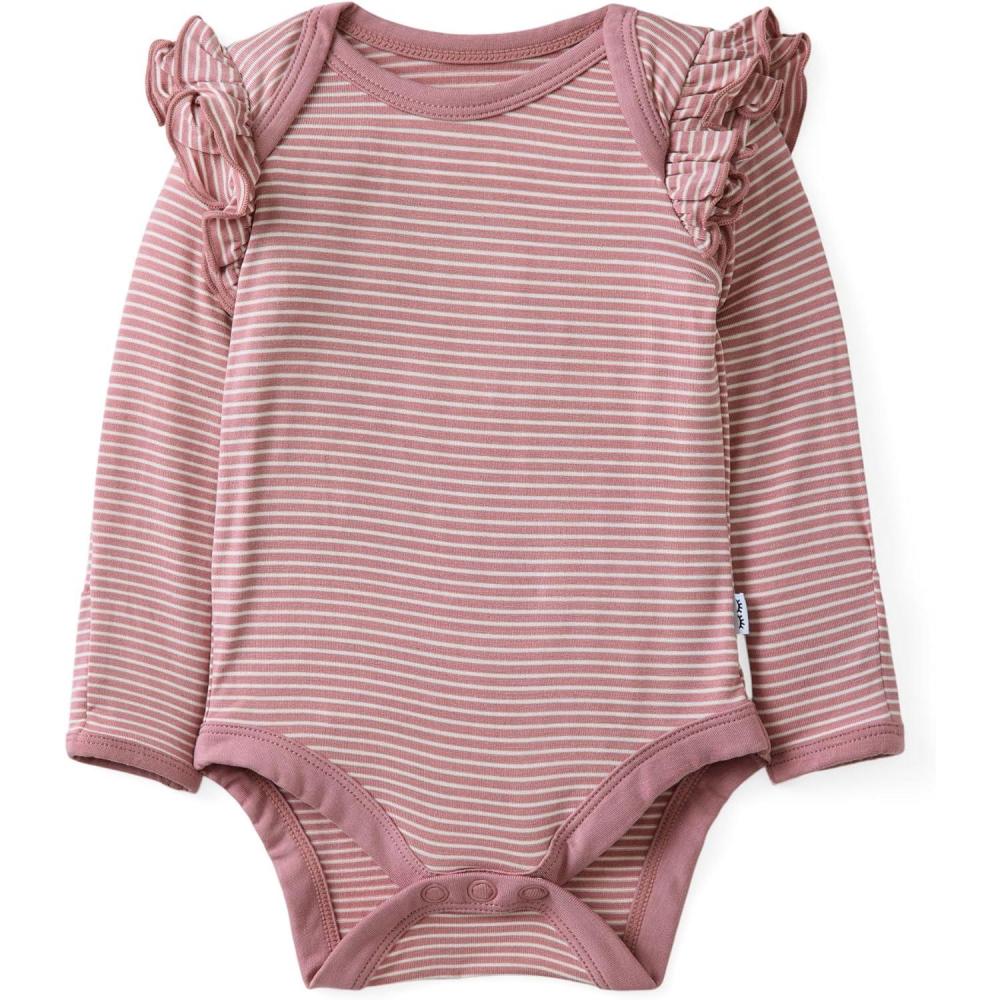 imageLittle Sleepies Newborn Flutter Bodysuit Viscose from Bamboo Long Sleeve Bodysuit for Baby Girl Newborn Outfit Baby ClothesRosewood Stripe