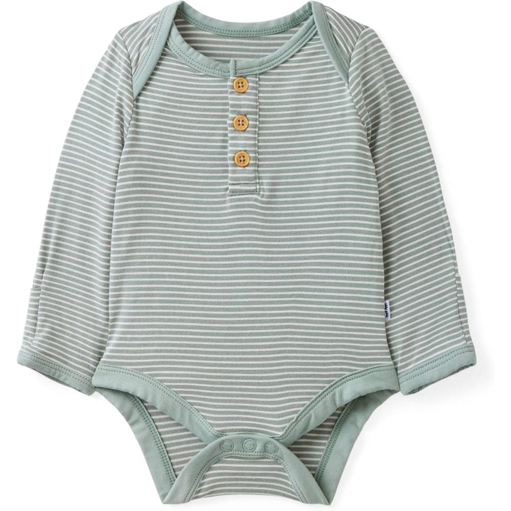 imageLittle Sleepies Newborn Henley Bodysuit Soft Viscose from Bamboo Long Sleeve Bodysuit for Baby Boys ampamp Girls Baby ClothesWillow Stripe