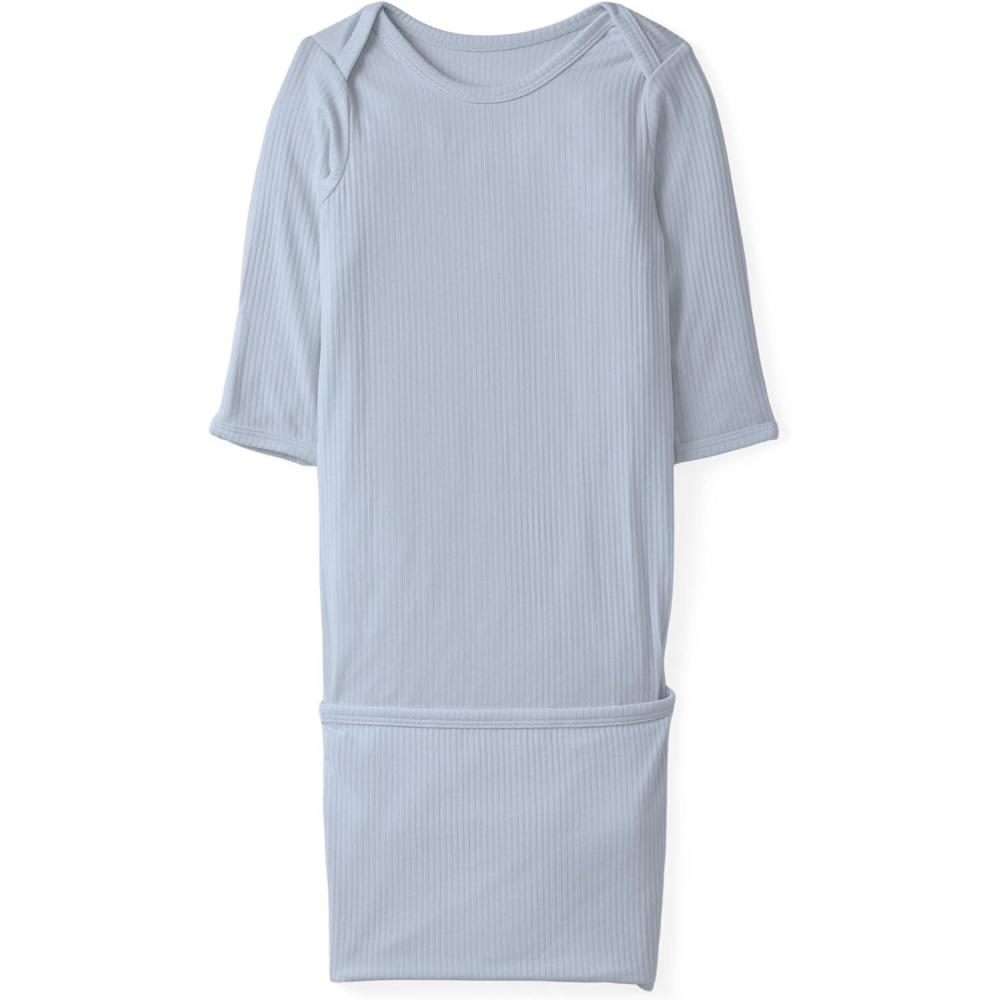imageLittle Sleepies Newborn Infant Gown Soft Viscose from Bamboo Baby Gown for Newborn Girls ampamp Boys Baby Clothes Infant SleeperLight Fog Ribbed