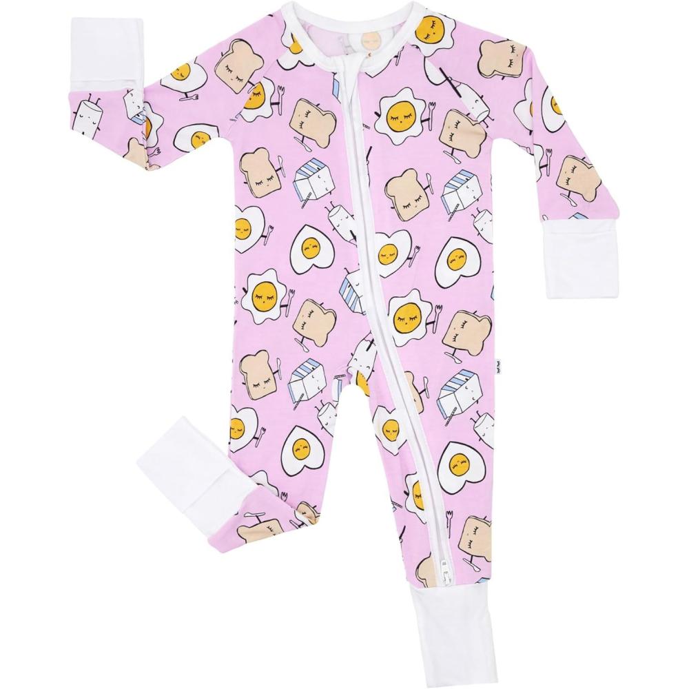 imageLittle Sleepies Pajamas for Baby Boys ampamp Girls Viscose from Bamboo Baby Pajamas Preemie ampamp Newborn Sleepers 2Way Zipper PJsPink Breakfast Buddies
