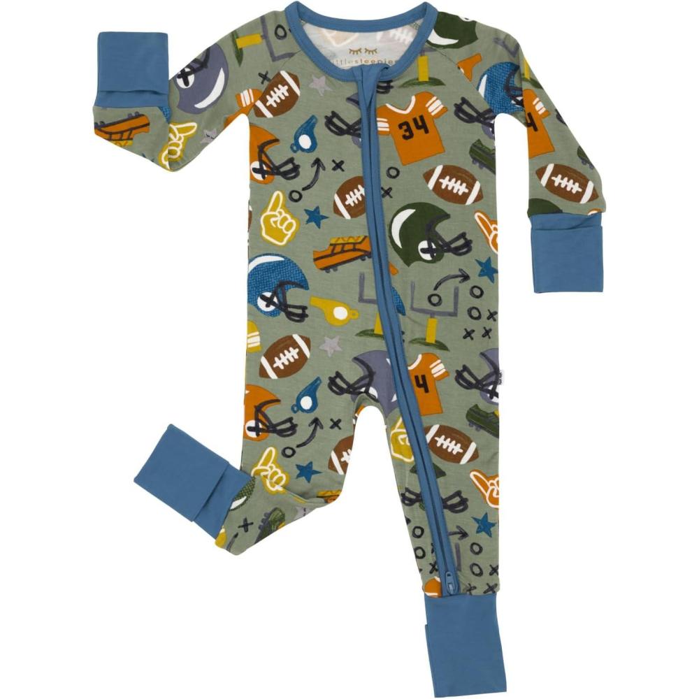 imageLittle Sleepies Pajamas for Baby Boys ampamp Girls Viscose from Bamboo Baby Pajamas Preemie ampamp Newborn Sleepers 2Way Zipper PJsTouchdown Time