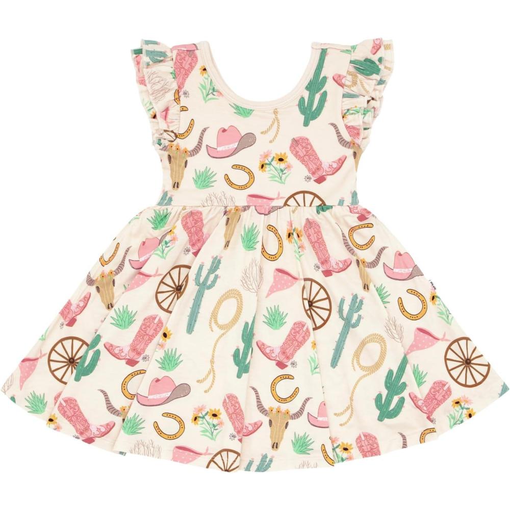 imageLittle Sleepies Short Sleeve Twirl Dress for Toddler Girls  Soft Viscose from Bamboo  Little Girl Dresses wPocketsReady to Rodeo