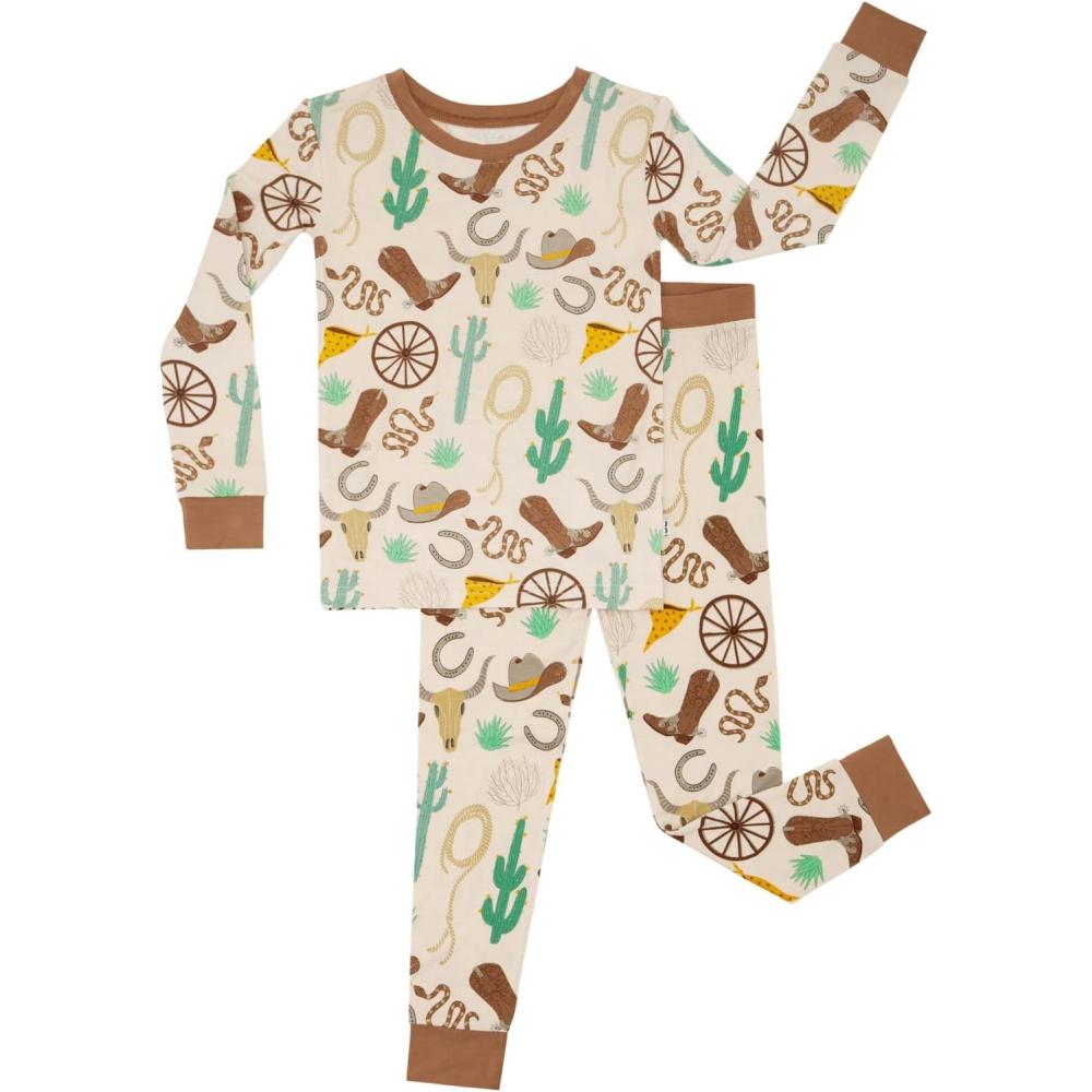 imageLittle Sleepies TwoPiece Pajama Set for Boys ampamp Girls Soft Viscose from Bamboo Toddler Pajamas for Kids Family Matching PJsCaramel Ready to Rodeo