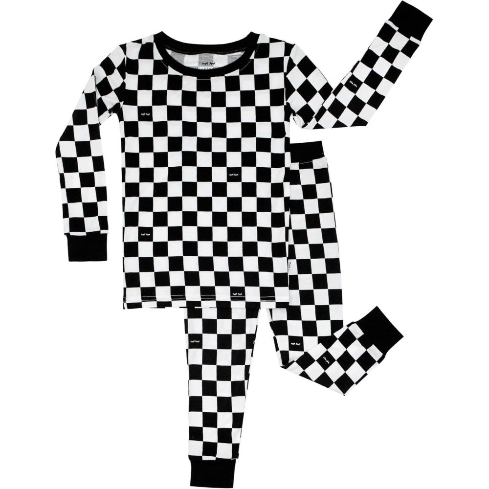 imageLittle Sleepies TwoPiece Pajama Set for Boys ampamp Girls Soft Viscose from Bamboo Toddler Pajamas for Kids Family Matching PJsCool Checks