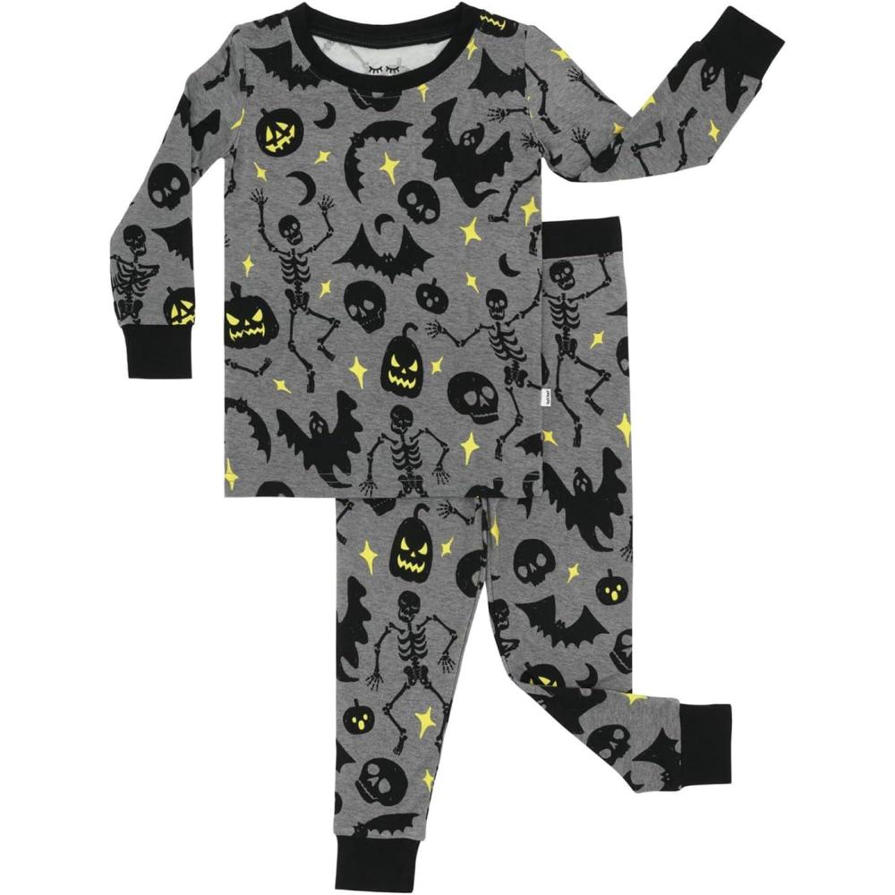 imageLittle Sleepies TwoPiece Pajama Set for Boys ampamp Girls Soft Viscose from Bamboo Toddler Pajamas for Kids Family Matching PJsGlowing Ghouls