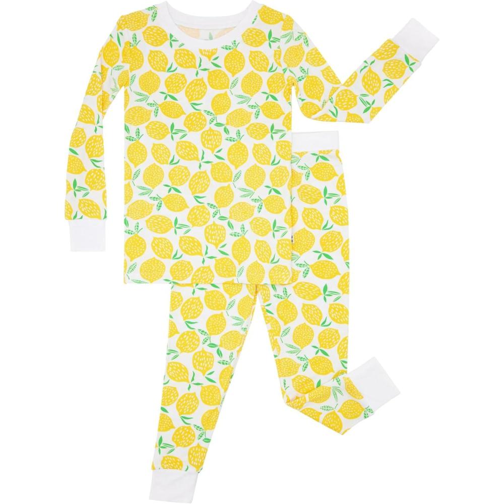 imageLittle Sleepies TwoPiece Pajama Set for Boys ampamp Girls Soft Viscose from Bamboo Toddler Pajamas for Kids Family Matching PJsLemons