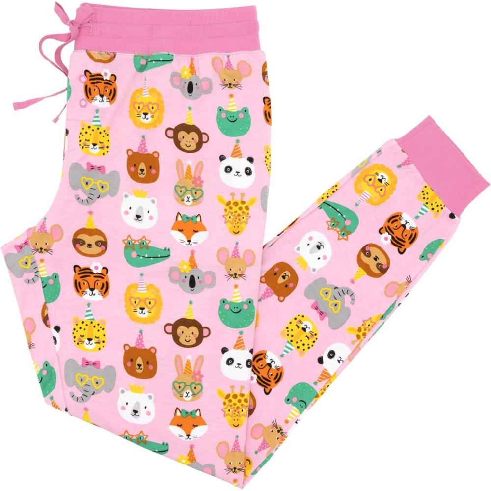 imageLittle Sleepies Womens Pajama Bottoms JoggerStyle Comfy PJ Pants Viscose from Bamboo Pajamas Family Matching OutfitsPink Party Pals
