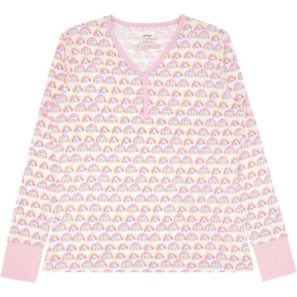 imageLittle Sleepies Womens Pajama Top Viscose from Bamboo Henley Button Up Nursing PJs Family Matching Pajamas for Women SetPastel Rainbows