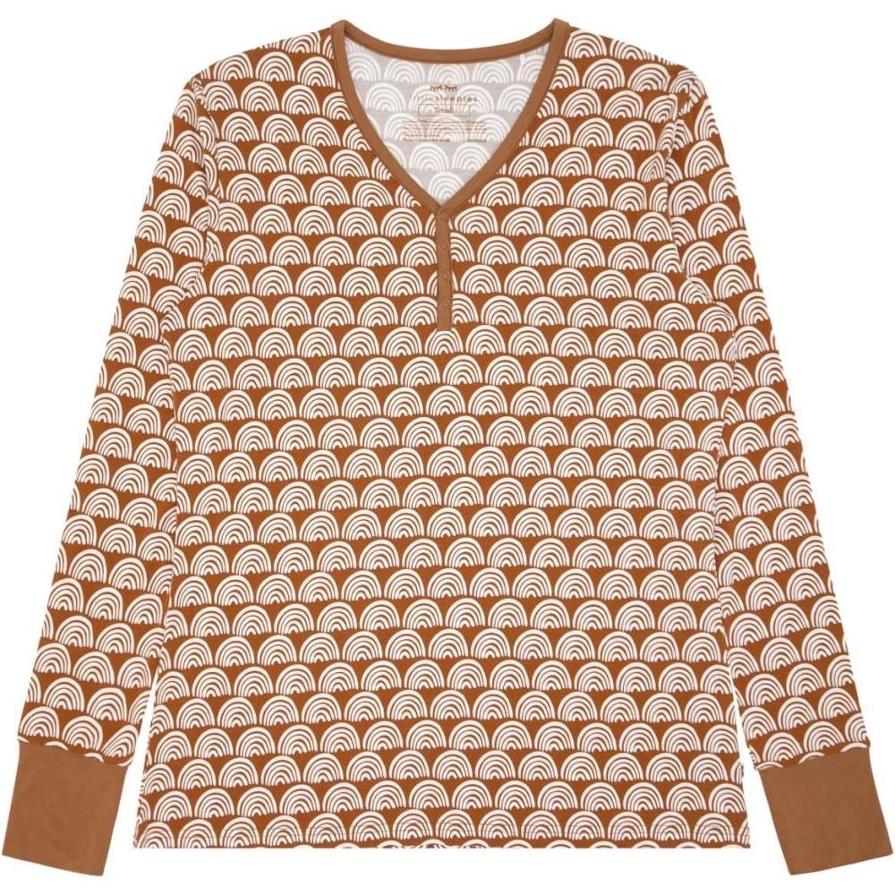 imageLittle Sleepies Womens Pajama Top Viscose from Bamboo Henley Button Up Nursing PJs Family Matching Pajamas for Women SetRust Rainbows