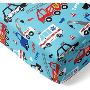 Little Sleepies Baby Crib Sheets, Buttery Soft Viscose from Bamboo Crib Sheets for Boys & Girls, Toddler Bed Sheet, Standard Crib Mattress Sheet, Super Stretchy & Elasticized (Santa’s Sleigh)(To the Rescue)