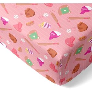 Little Sleepies Baby Crib Sheets, Buttery Soft Viscose from Bamboo Crib Sheets for Boys & Girls, Toddler Bed Sheet, Standard Crib Mattress Sheet, Super Stretchy & Elasticized (Santa’s Sleigh)(Pink All Stars)