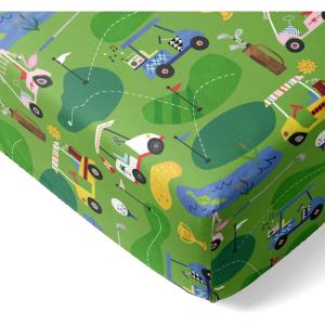 Little Sleepies Baby Crib Sheets, Buttery Soft Viscose from Bamboo Crib Sheets for Boys & Girls, Toddler Bed Sheet, Standard Crib Mattress Sheet, Super Stretchy & Elasticized (Santa’s Sleigh)(Fairway Fun)