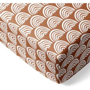 Little Sleepies Baby Crib Sheets, Buttery Soft Viscose from Bamboo Crib Sheets for Boys & Girls, Toddler Bed Sheet, Standard Crib Mattress Sheet, Super Stretchy & Elasticized (Santa’s Sleigh)(Rust Rainbows)