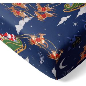 Little Sleepies Baby Crib Sheets, Buttery Soft Viscose from Bamboo Crib Sheets for Boys & Girls, Toddler Bed Sheet, Standard Crib Mattress Sheet, Super Stretchy & Elasticized (Santa’s Sleigh)(Santa’s Sleigh)