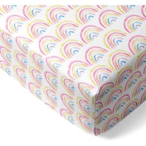 Little Sleepies Baby Crib Sheets, Buttery Soft Viscose from Bamboo Crib Sheets for Boys & Girls, Toddler Bed Sheet, Standard Crib Mattress Sheet, Super Stretchy & Elasticized (Santa’s Sleigh)(Pastel Rainbows)