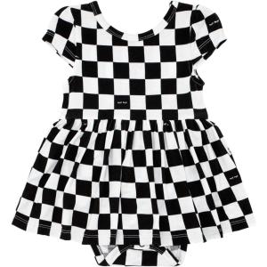 Little Sleepies Cap Sleeve Skater Toddler Bodysuit Dress for Girls – Viscose from Bamboo Girl Dress w/Pockets & Diaper Cover(Checks)