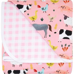 Little Sleepies Cloud Blanket, Soft Viscose from Bamboo Toddler & Baby Blanket for Boys & Girls, Lightweight, Perfect for Hot Sleepers, 50″ x 50″, Large (Blue All Stars)(Pink Farm Animals)
