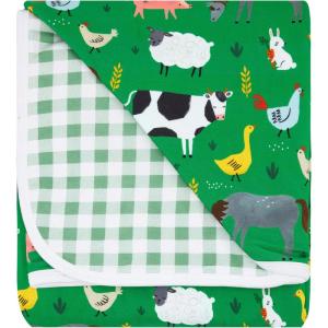 Little Sleepies Cloud Blanket, Soft Viscose from Bamboo Toddler & Baby Blanket for Boys & Girls, Lightweight, Perfect for Hot Sleepers, 50″ x 50″, Large (Blue All Stars)(Green Farm Animals)