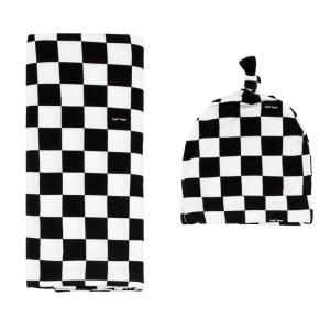 Little Sleepies Holiday Swaddle & Hat Set, Baby Swaddles Newborns, Soft Viscose from Bamboo Swaddle Blanket Wrap (Modern & Merry)(Checks)