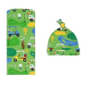 Little Sleepies Holiday Swaddle & Hat Set, Baby Swaddles Newborns, Soft Viscose from Bamboo Swaddle Blanket Wrap (Modern & Merry)(Fairway Fun)
