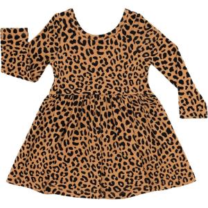 Little Sleepies Long Sleeve Twirl Bodysuit Dress – Viscose from Bamboo Baby Girl Clothes with Snaps for Easy Diaper Changes(Classic Leopard)
